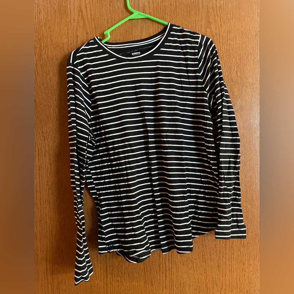 Sonoma black & white stripe long sleeve tee- large